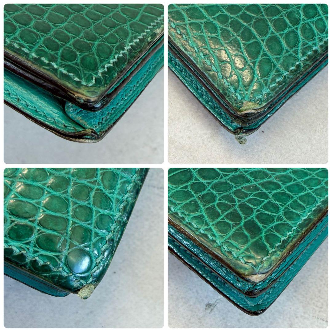 エルメス ベアン　アリゲーター グリーン　長財布　クロコ