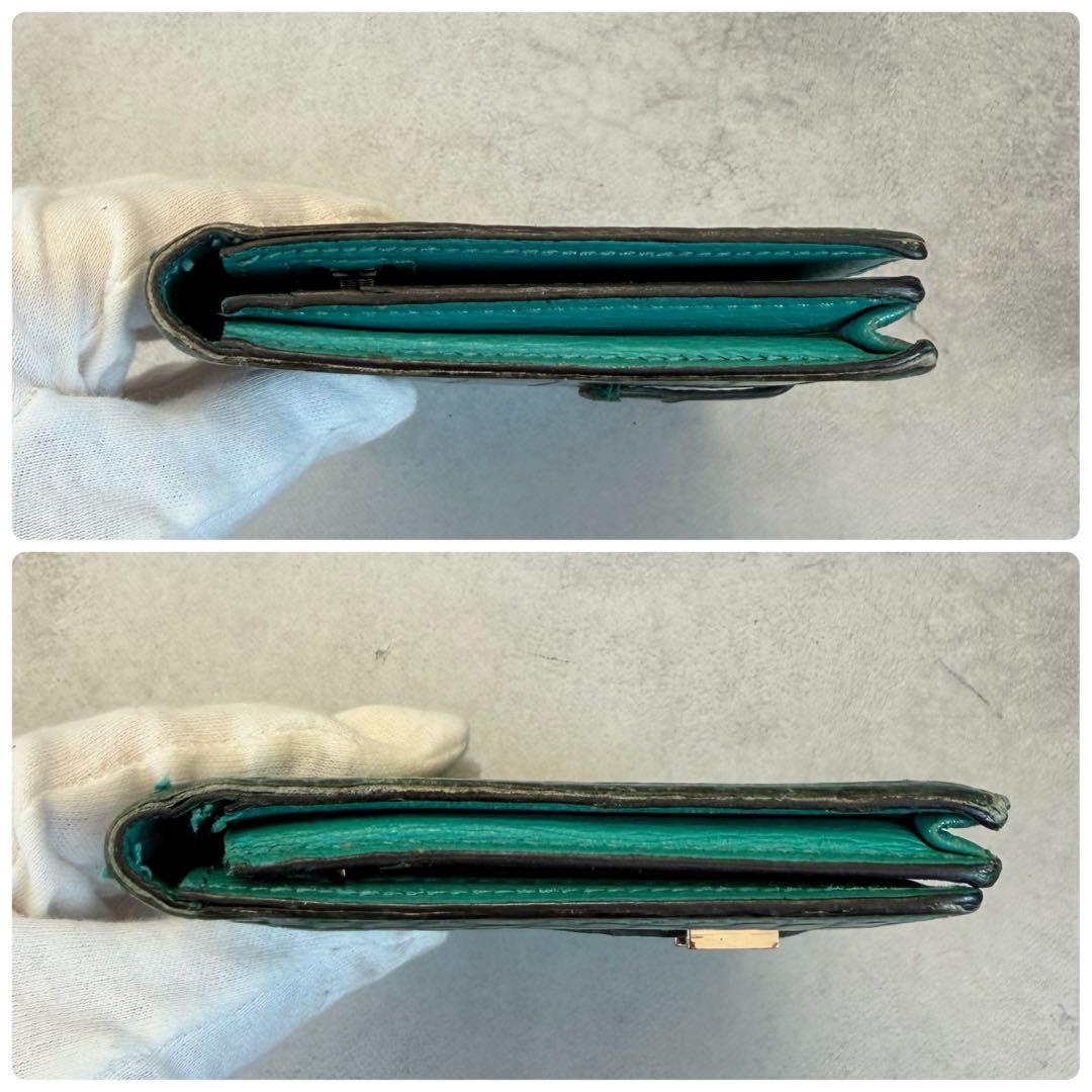 エルメス ベアン　アリゲーター グリーン　長財布　クロコ