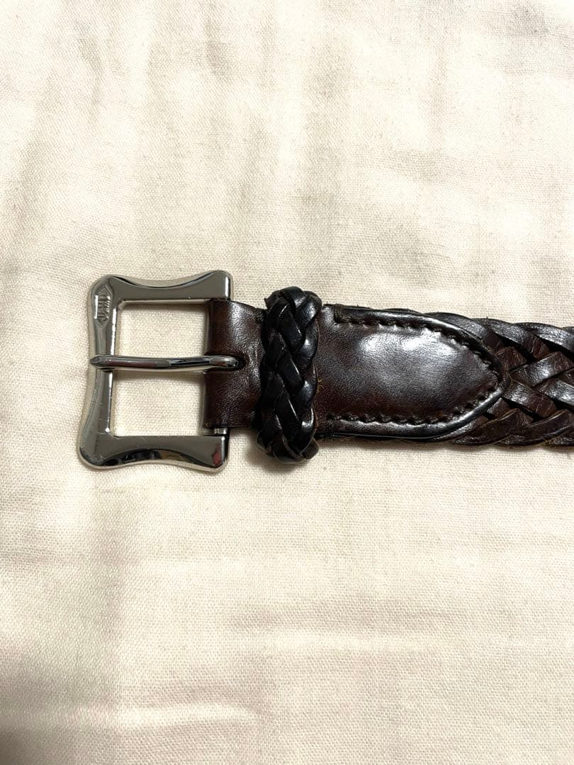 J&M DAVIDSON 32 / 80 編み込みベルトブラウン　HAVANA