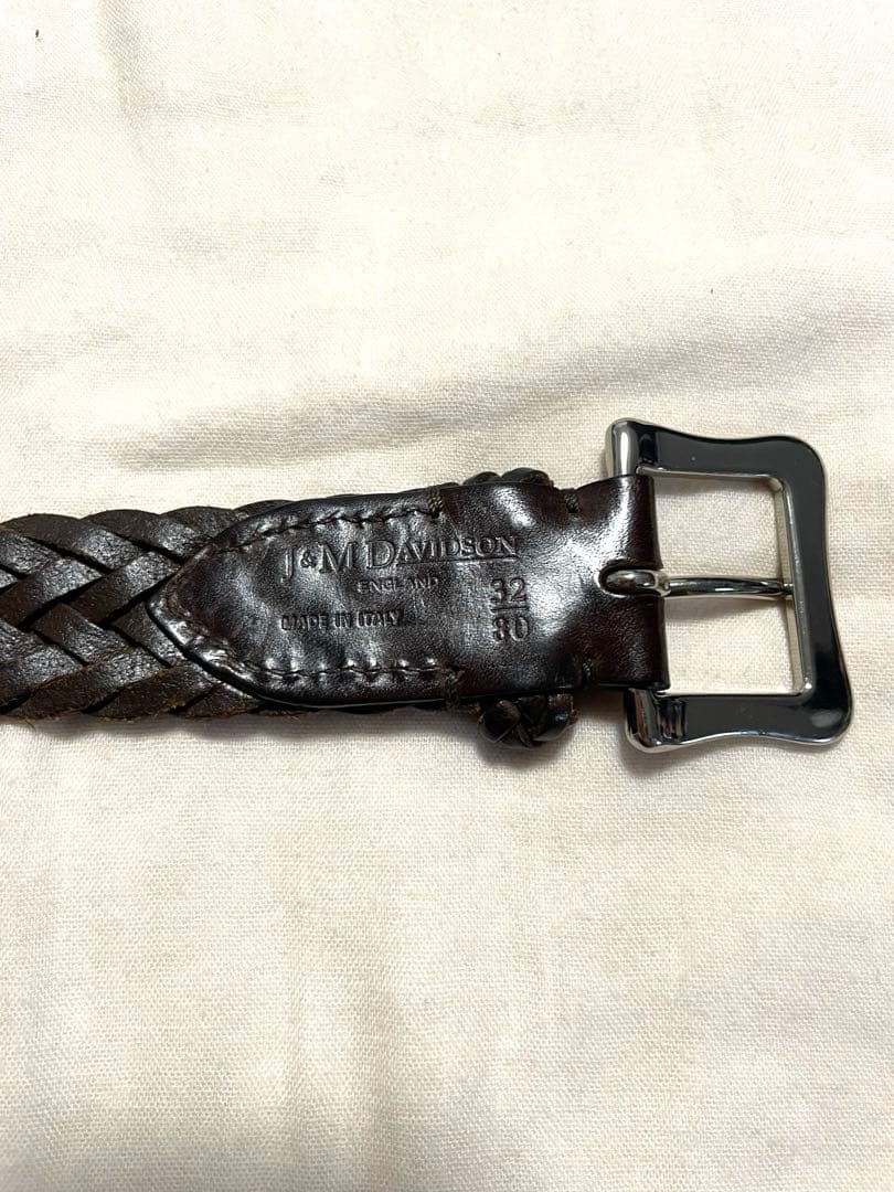 J&M DAVIDSON 32 / 80 編み込みベルトブラウン　HAVANA