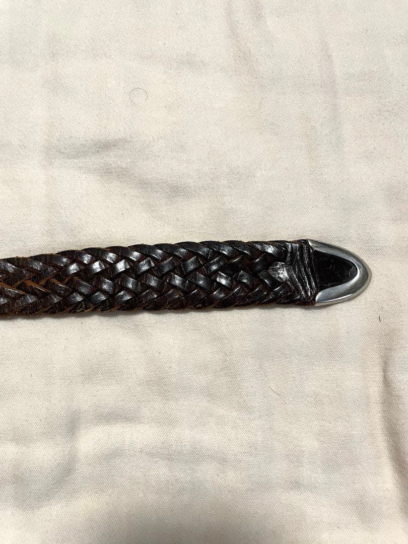 J&M DAVIDSON 32 / 80 編み込みベルトブラウン　HAVANA