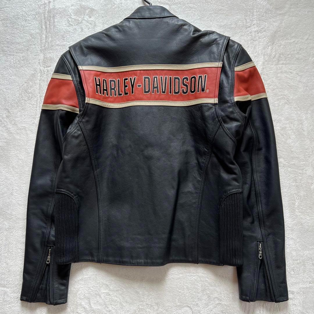 【美品 希少デザイン】ハーレーダビッドソン シングルライダース 本革 黒 L相当
