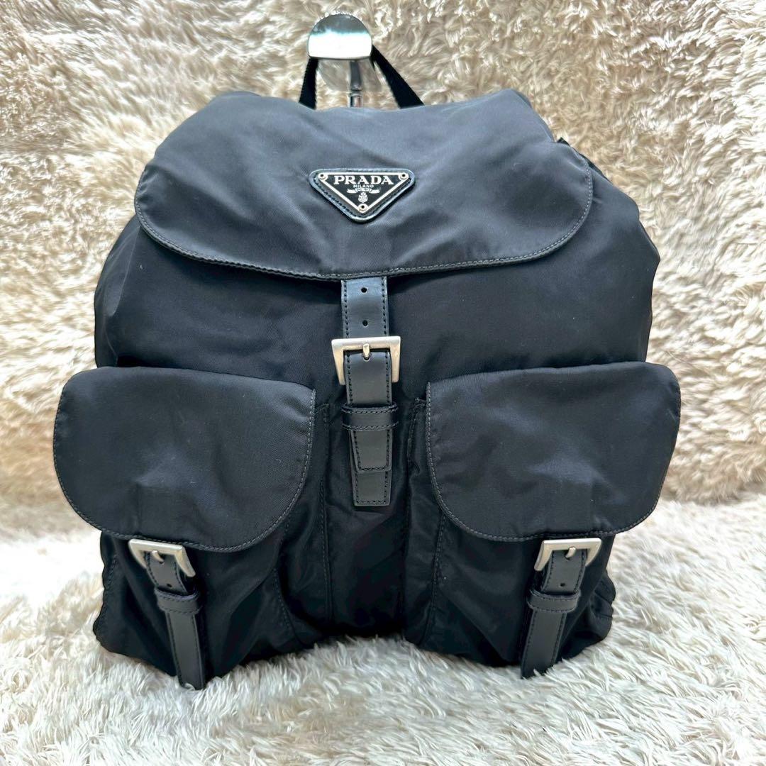 【美品】PRADA リュック ブラック ナイロン 三角ロゴ ユニセックス