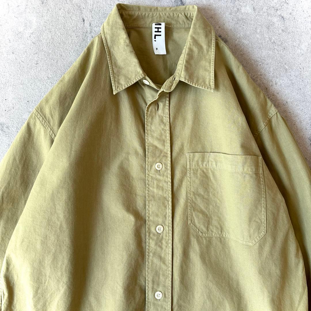 美品 MHL. XL コットン 長袖 シャツ 黄色 イエローマーガレットハウエル