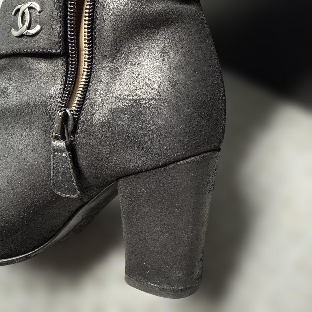 CHANEL シャネル　ヌバック　レザー　ココマーク　ロングブーツ　36