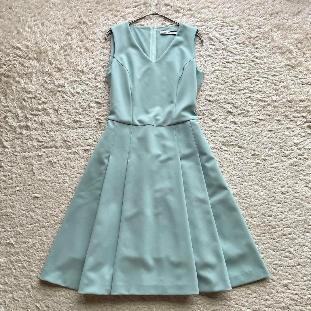 【美品】フォクシー ひざ丈ワンピース ドレス 切り替え フレア Aライン 38