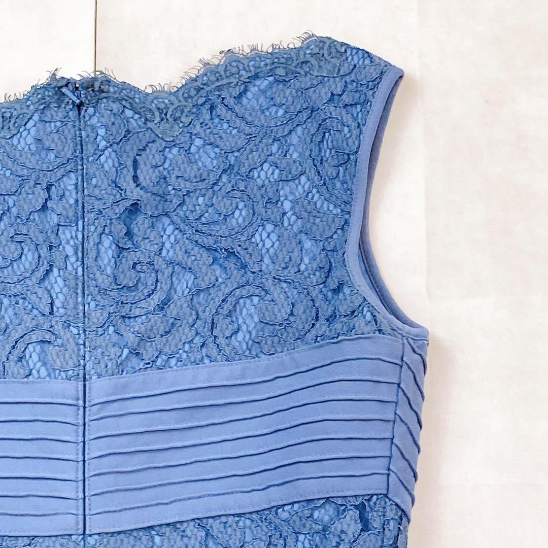 国内未発売 タダシショージ ドレス ブルー 総コードレース パーティ 刺繍