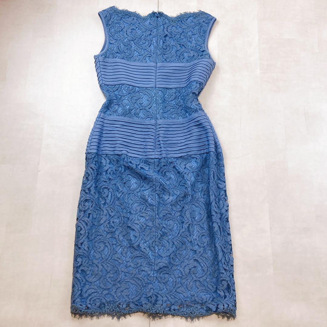 国内未発売 タダシショージ ドレス ブルー 総コードレース パーティ 刺繍
