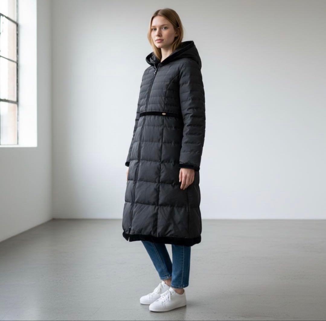 最終値下 トッカ ダウンコート Aライン ベロア生地 ロゴプレート 0size