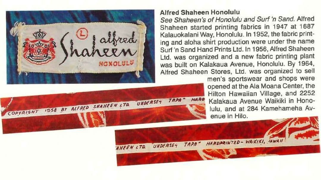 ビンテージアロハシャツ　50s〜60s alfred shaheen　メニュー柄