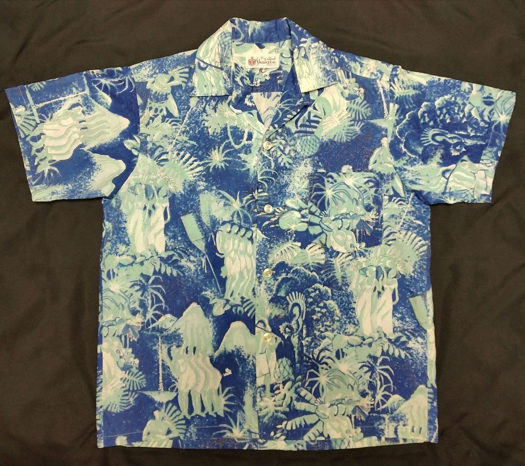 ビンテージアロハシャツ　50s〜60s alfred shaheen　メニュー柄