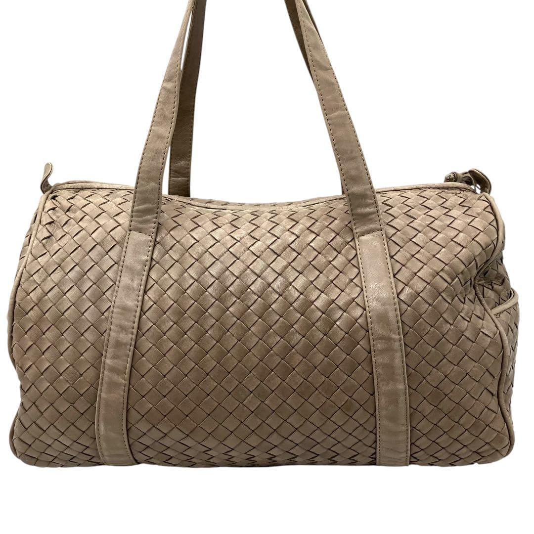 良品 2003 BOTTEGA VENETA ボストンバッグ レザー グレージュ