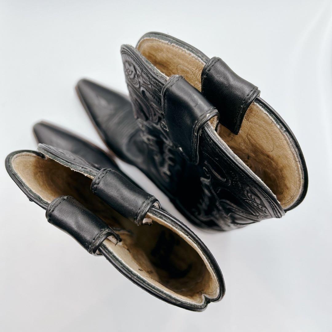 未使用タグ付✨Tony Lama トニーラマ　 ウエスタンブーツ 刺繍　黒　7B