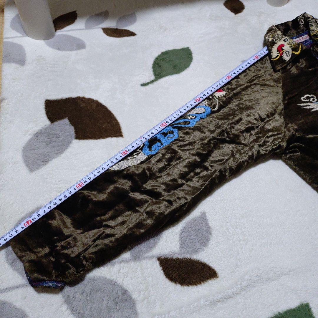 スカジャン ダークブラウン 刺繍入り