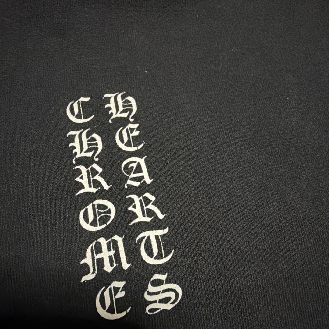 CHROME HEARTS バーティカル　ロゴ　パーカー　スウェット　L クロス