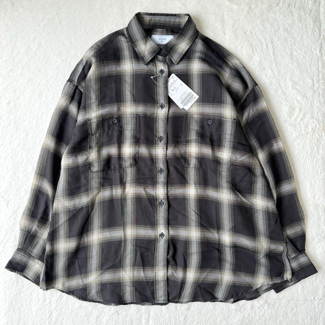 24AW SLOBE IENA ビエラチェックルーズシャツ ブラック