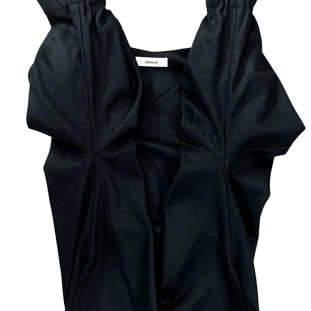 良品　ebure ウール　プルオーバー　V首　ブラウス　リボン　フレアスリーブ