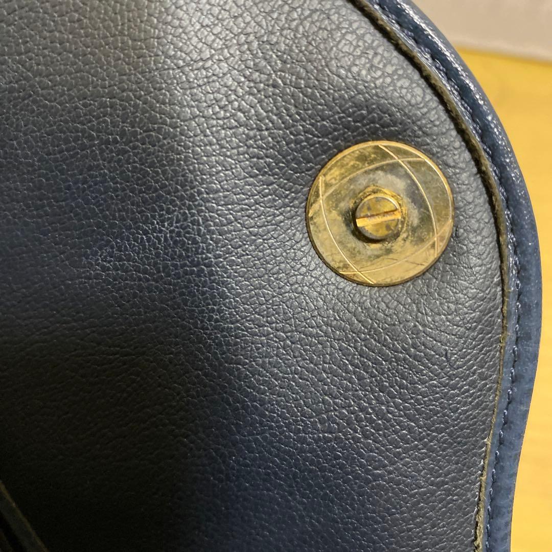 Christian Dior レザーバッグ ネイビー CDロゴ