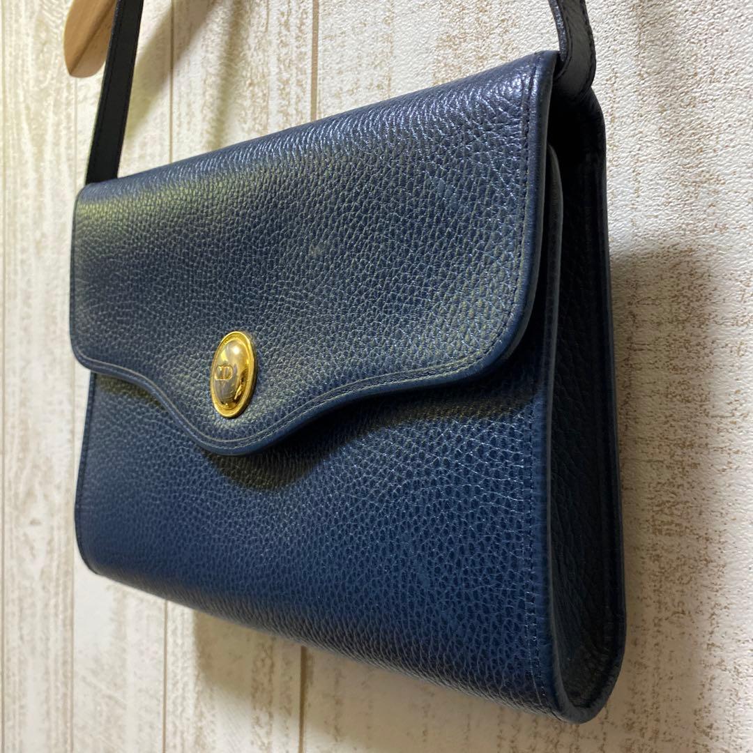 Christian Dior レザーバッグ ネイビー CDロゴ