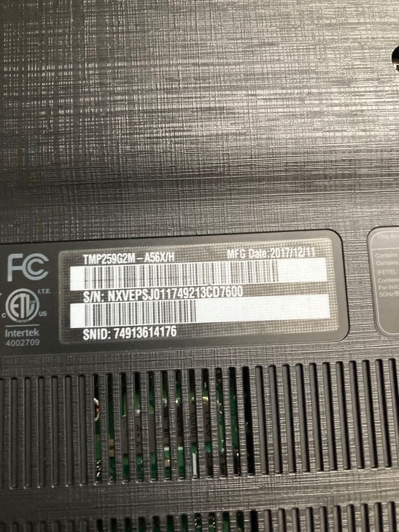 その他ノートPC本体 Acer TravelMate P259-G2-M 15.6