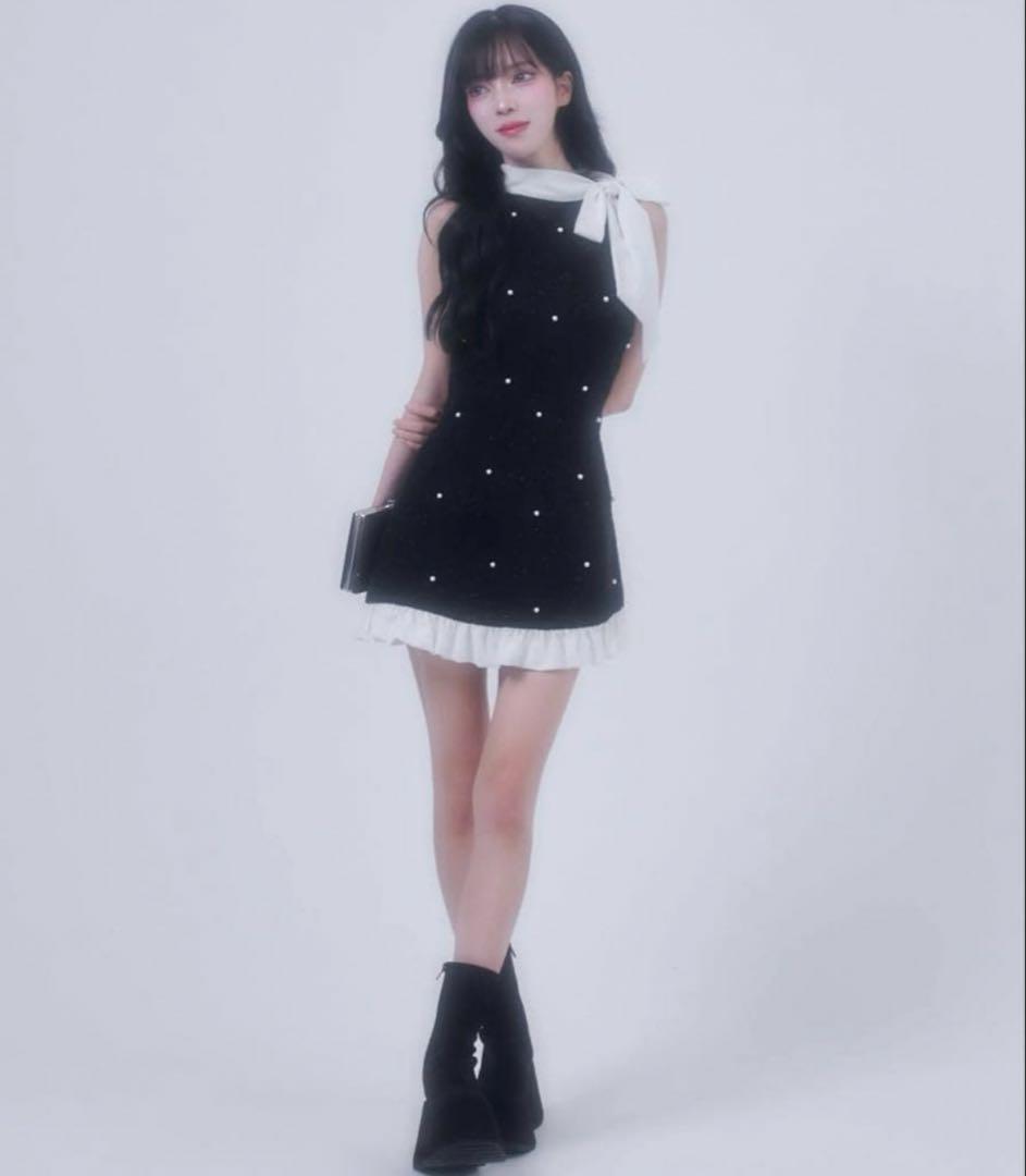 ベリアミミ　ツイード　パール　ミニワンピース