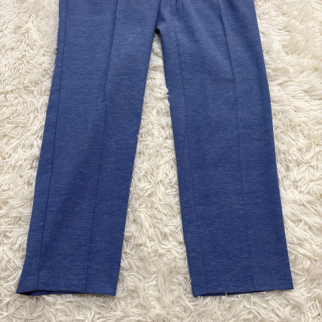 【未使用に近い】プラステ　セットアップ　ノーカラー　リネン混　ブルー　Lサイズ
