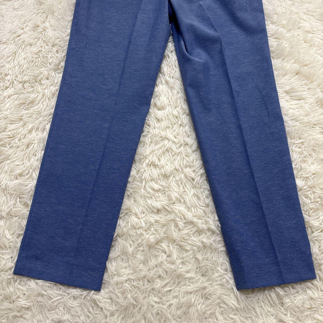 【未使用に近い】プラステ　セットアップ　ノーカラー　リネン混　ブルー　Lサイズ