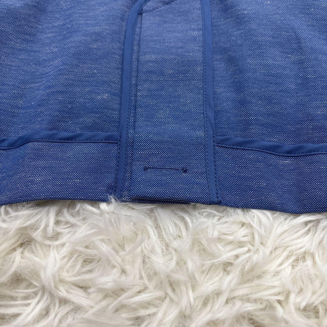 【未使用に近い】プラステ　セットアップ　ノーカラー　リネン混　ブルー　Lサイズ