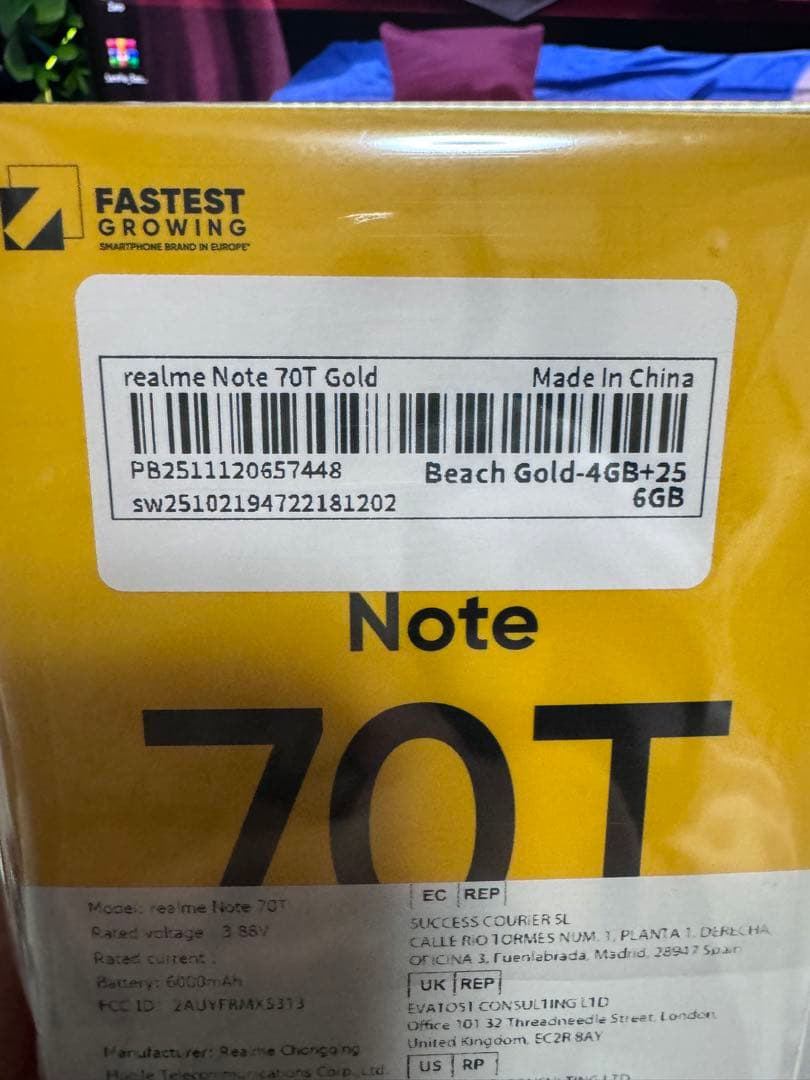 Realme Note 70T 4G Gold、4GB + 256GB
