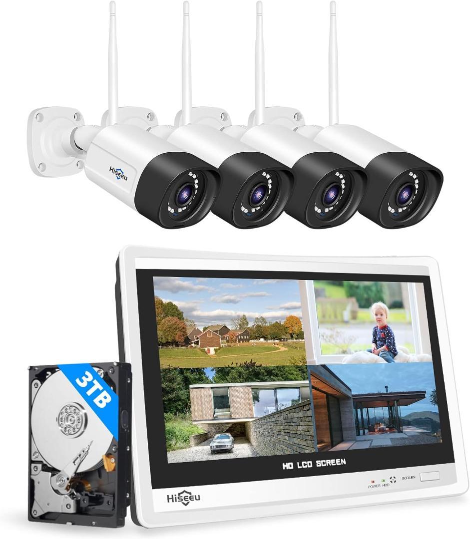 【Bランク】12インチ液晶一体型3TBHDD内蔵 500万画素カメラ4台セット