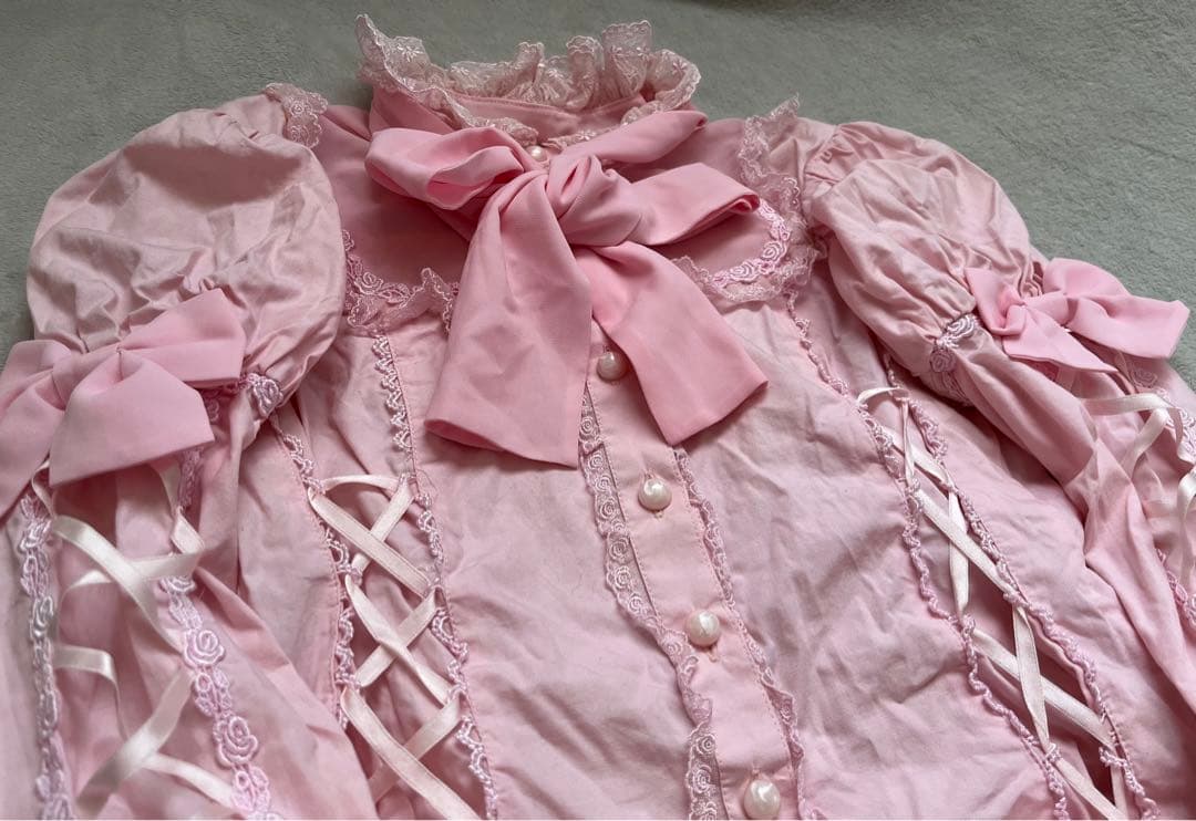 アンジェリックプリティ 姫袖　ブラウス　姫系　ロリィタ　編み上げ　リボン