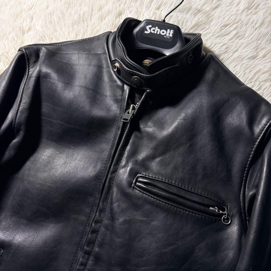 【米国製】schott ライダースジャケット　641 本革　ブラック　36