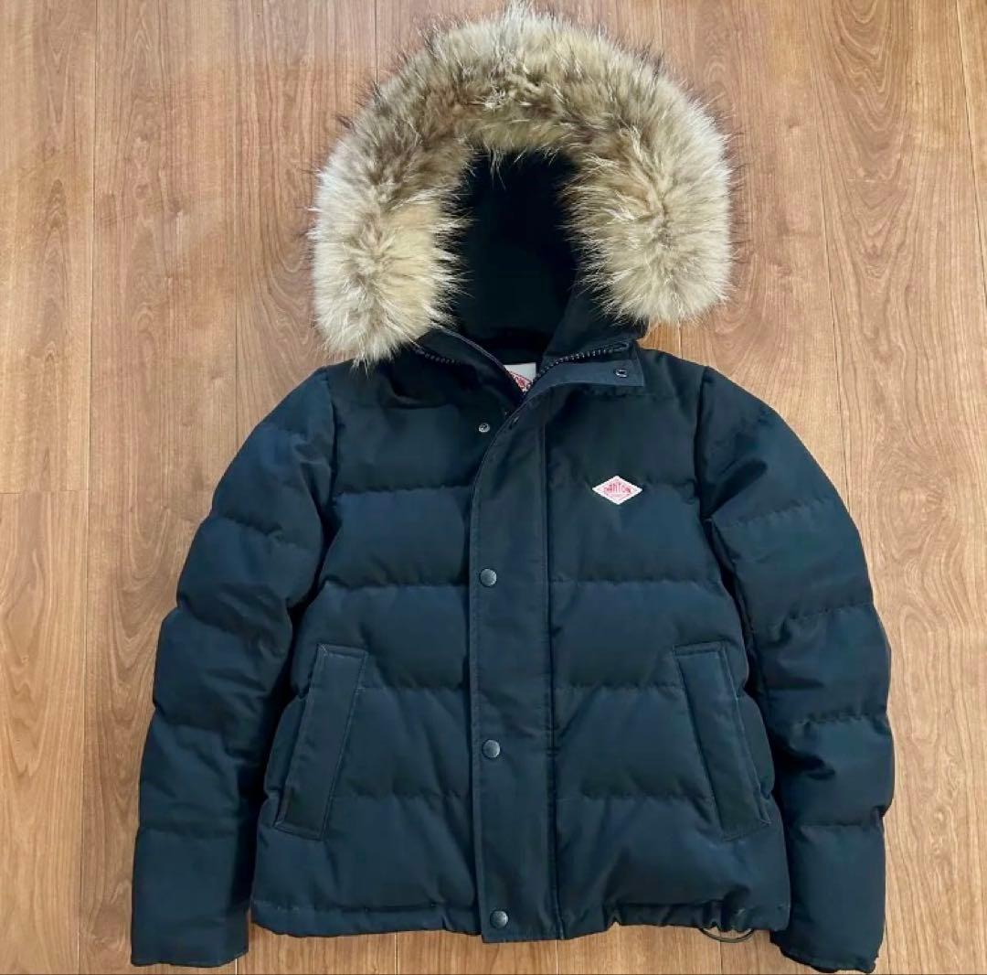 [urari] DANTON ファー付きダウンジャケット　ブラック　34