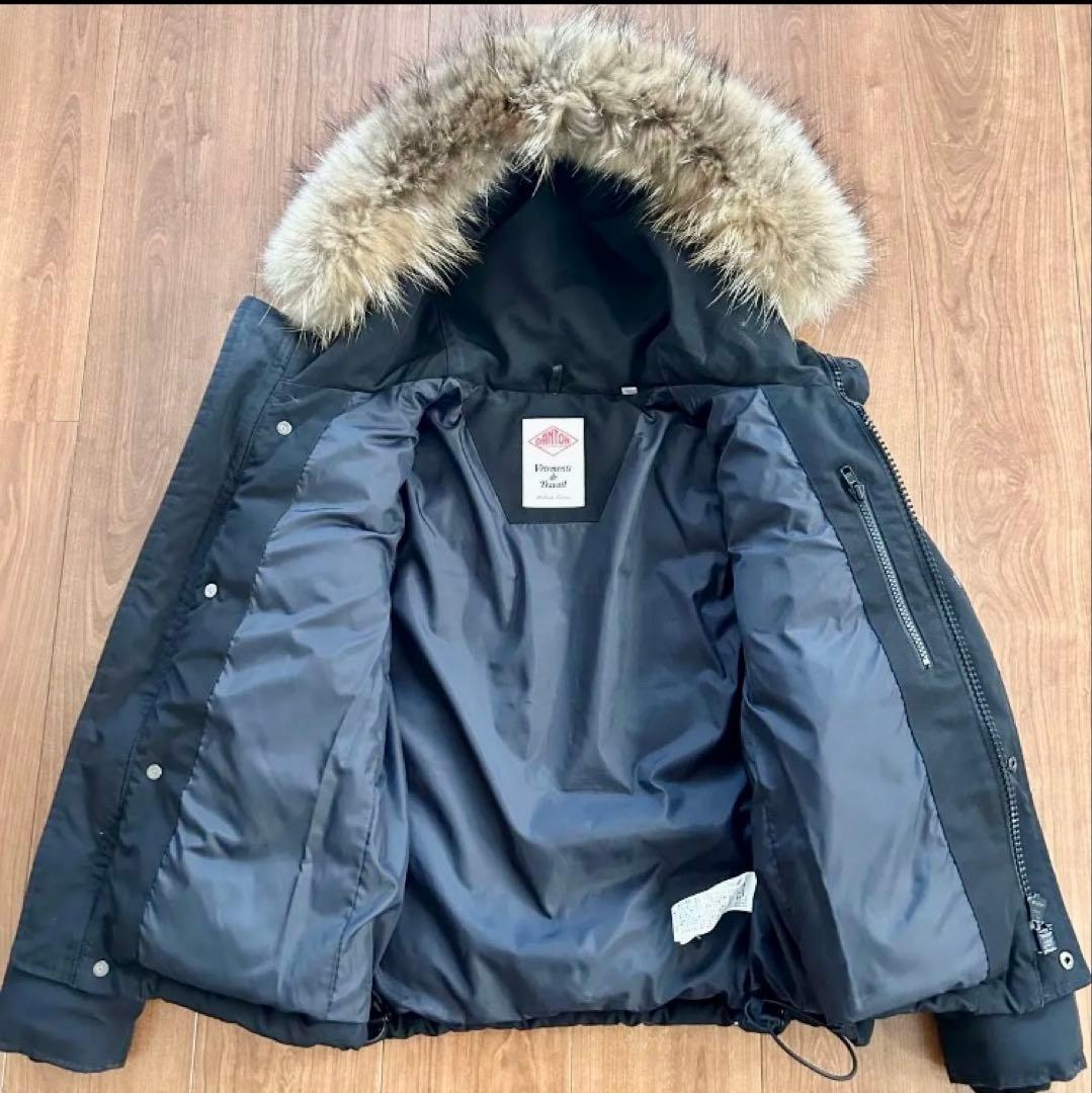 [urari] DANTON ファー付きダウンジャケット　ブラック　34