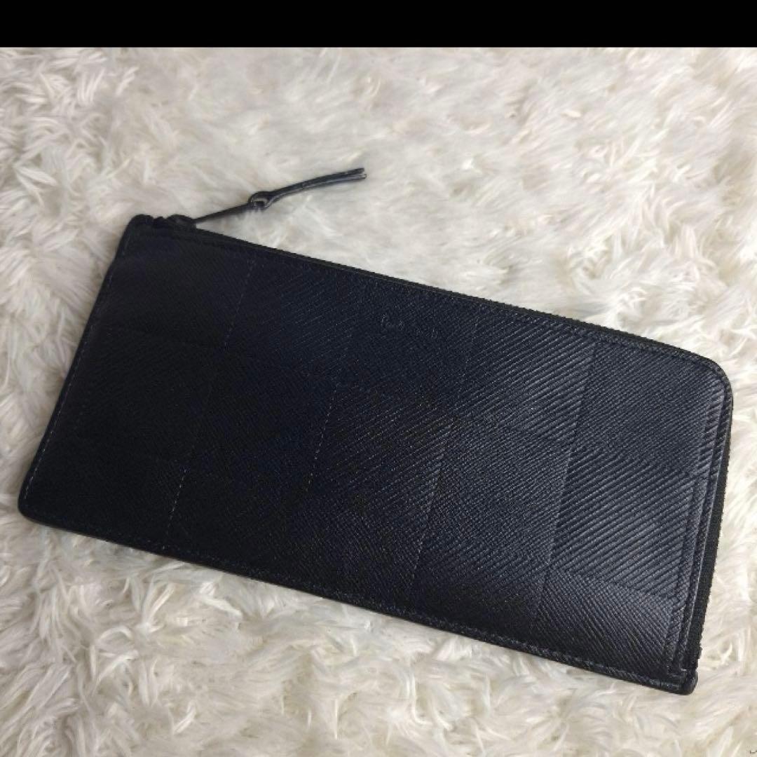 ポールスミス　L字ファスナー　長財布　チェッカーエンボス　黒