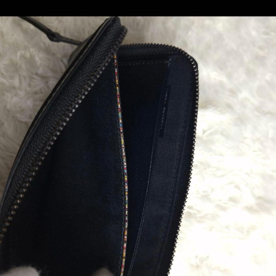 ポールスミス　L字ファスナー　長財布　チェッカーエンボス　黒