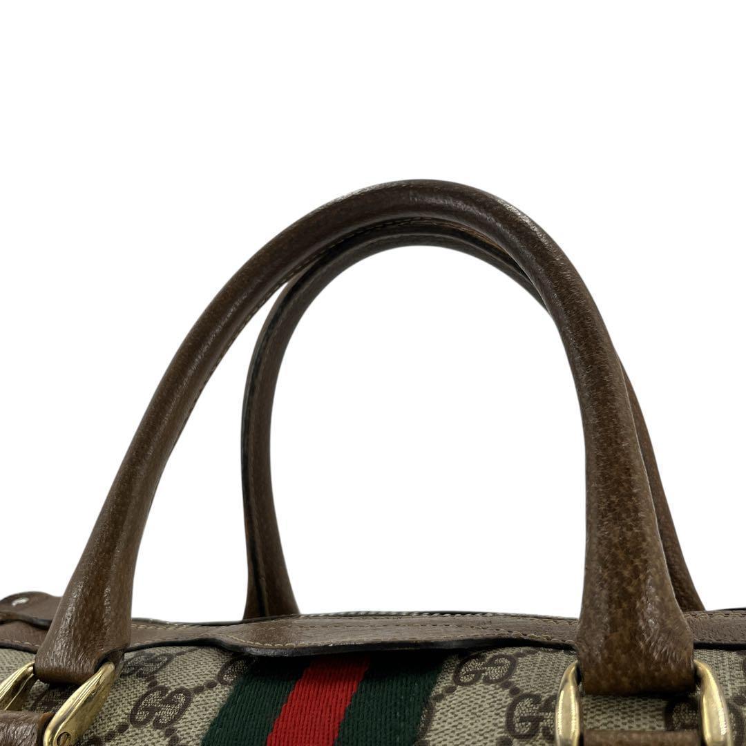 オールドグッチ　ミニボストン　シェリーライン　GGスプリーム　PVC 旅行カバン