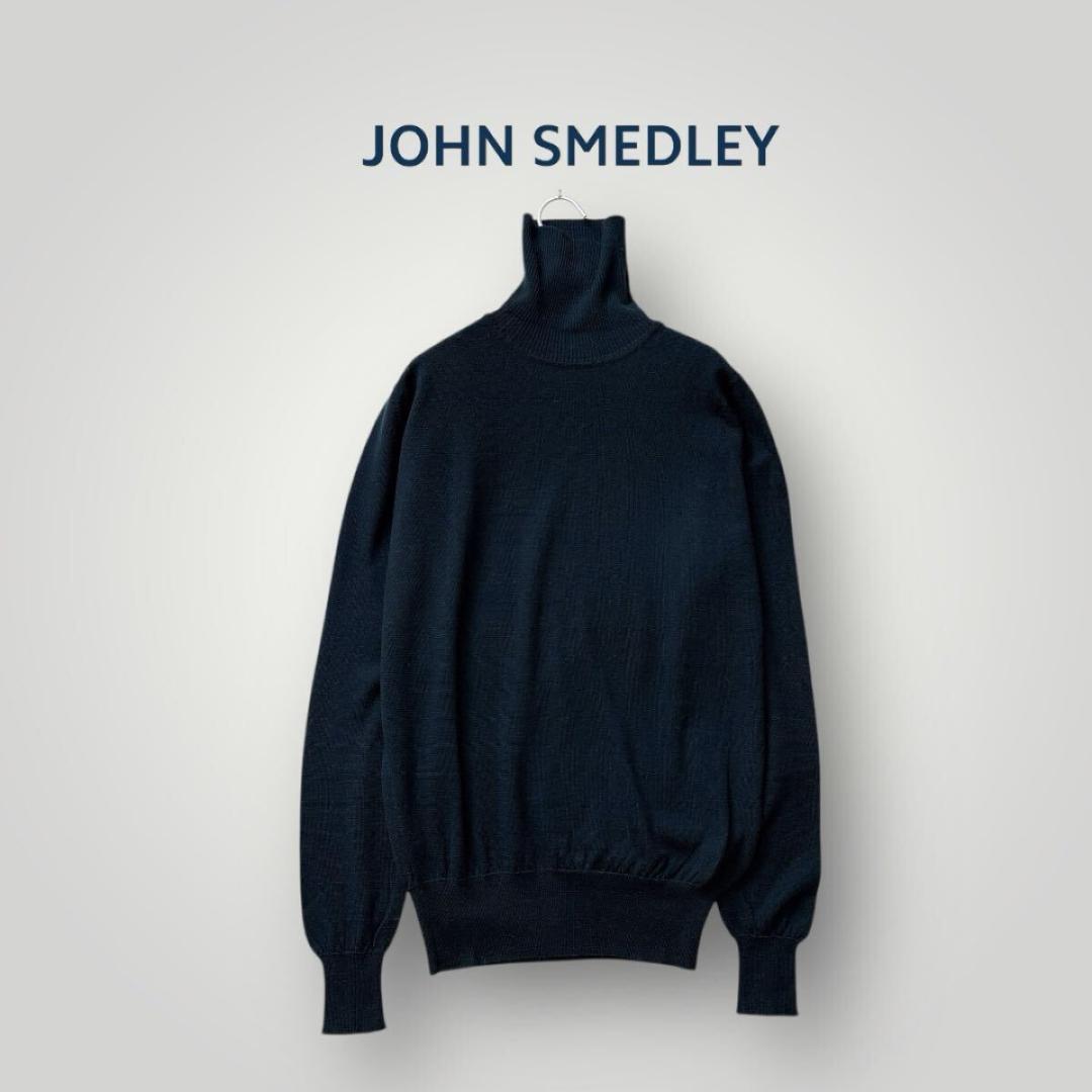 [美品 上質] JOHN SMEDLEY タートルニット ダークグリーン