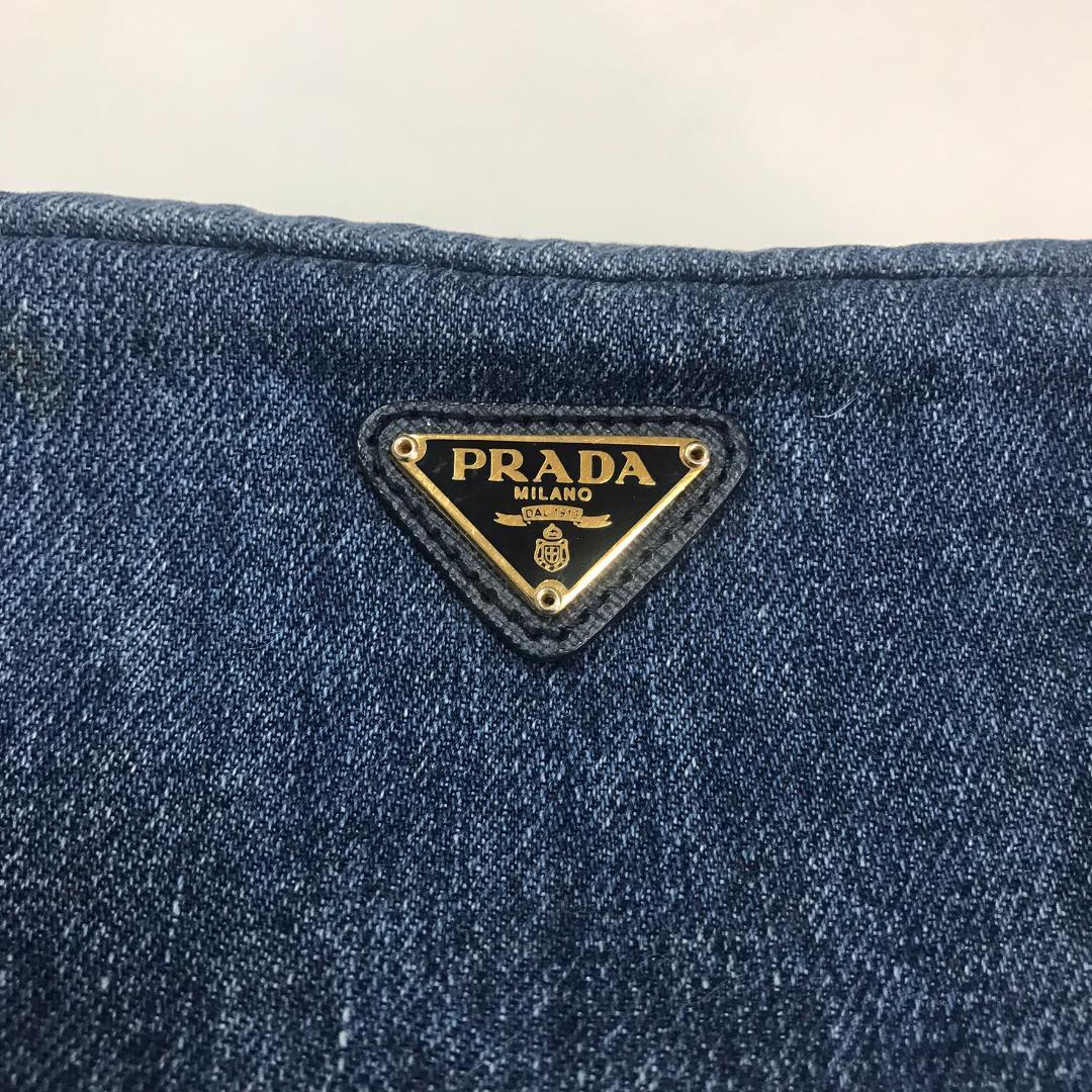 PRADA デニム ポーチ 化粧 メイク インディゴ