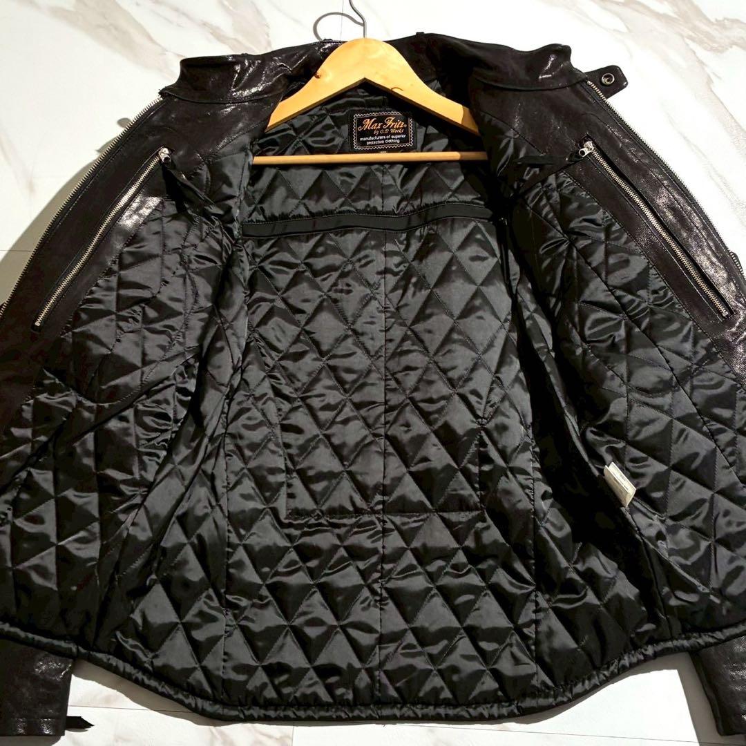 美品 マックスフリッツ ゴートレザー シングルライダースジャケット L 【182
