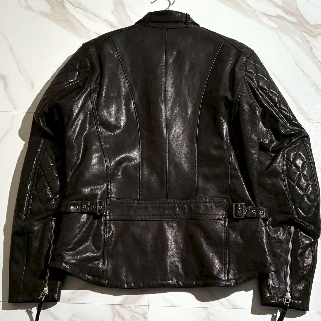 美品 マックスフリッツ ゴートレザー シングルライダースジャケット L 【182
