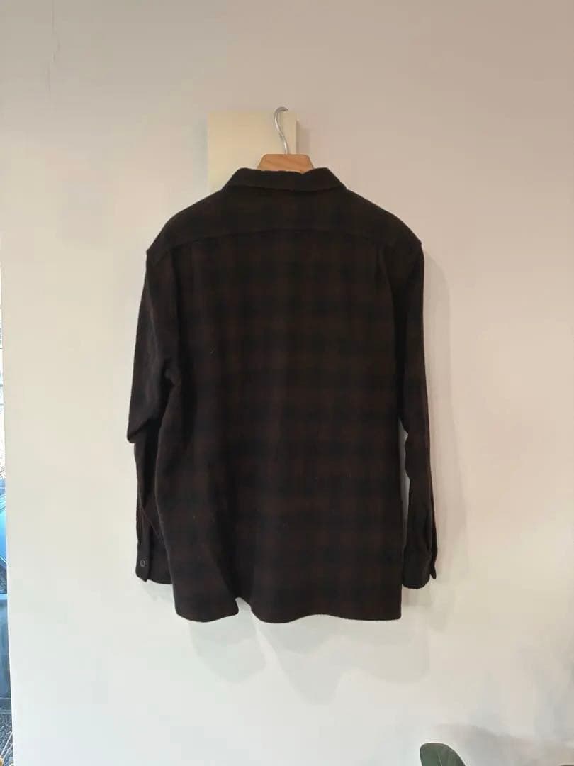 【2/8まで】COMOLIコモリ　ウールチェック　オープンカラーシャツ　サイズ2