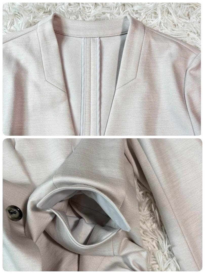 ✨極美品 リネン✨グリーンレーベルリラクシング パンツスーツ ノーカラー 白