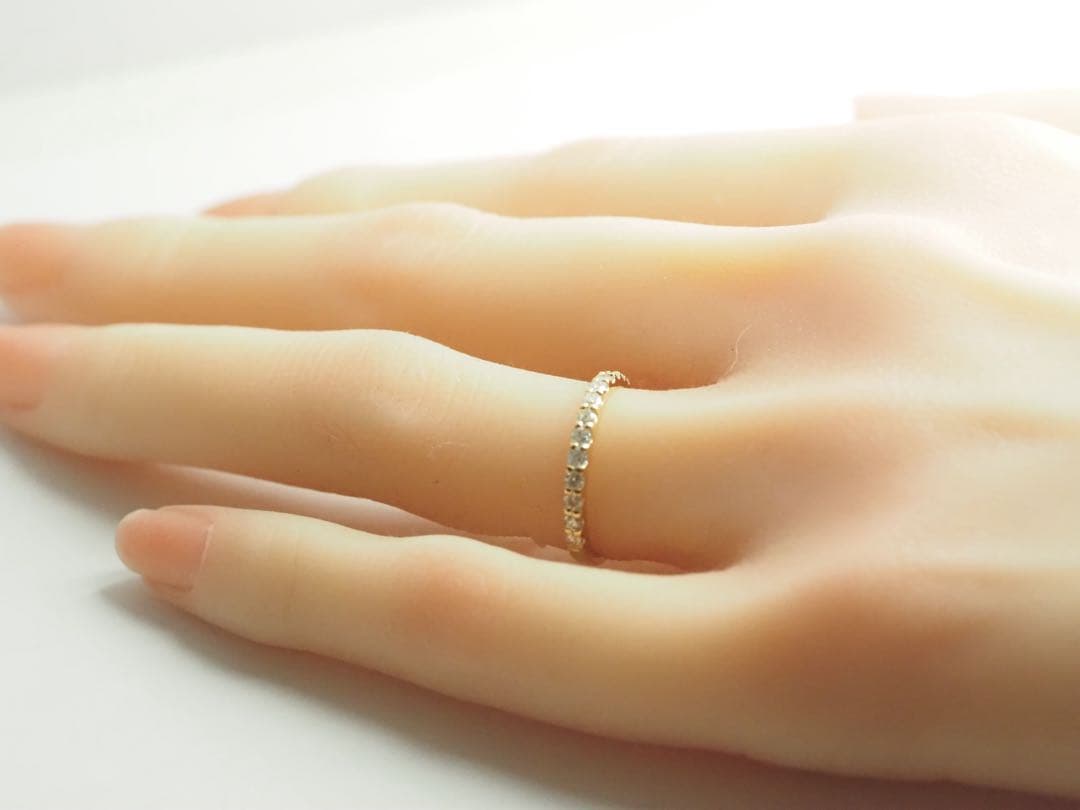 0.43ct K18YG 天然ダイヤモンド ハーフエタニティリング