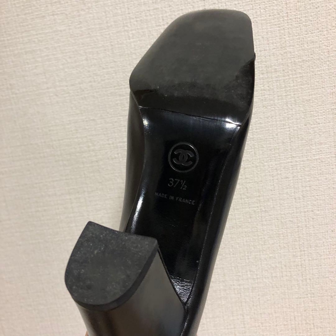 シャネル　CHANEL パンプス　ヒール　ロゴ　ココマーク　エナメル　ブラック