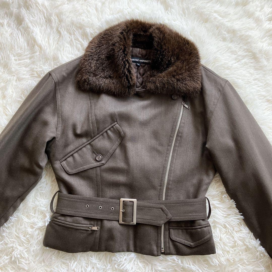 90s KATHARINE HAMNETT ボア襟 ミリタリージャケット M