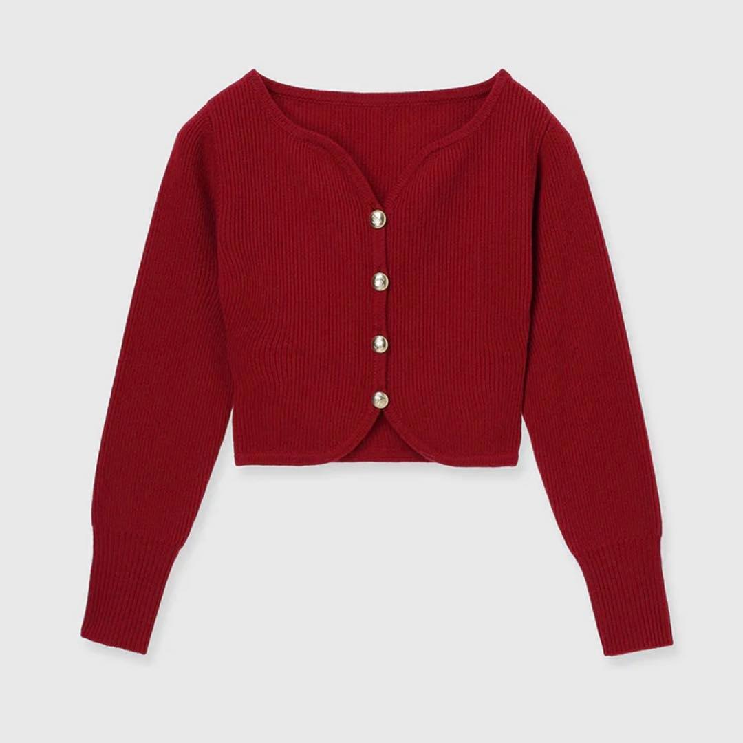エイミーイストワールHeartneckウールカシミヤカーディガンRED赤　完売品
