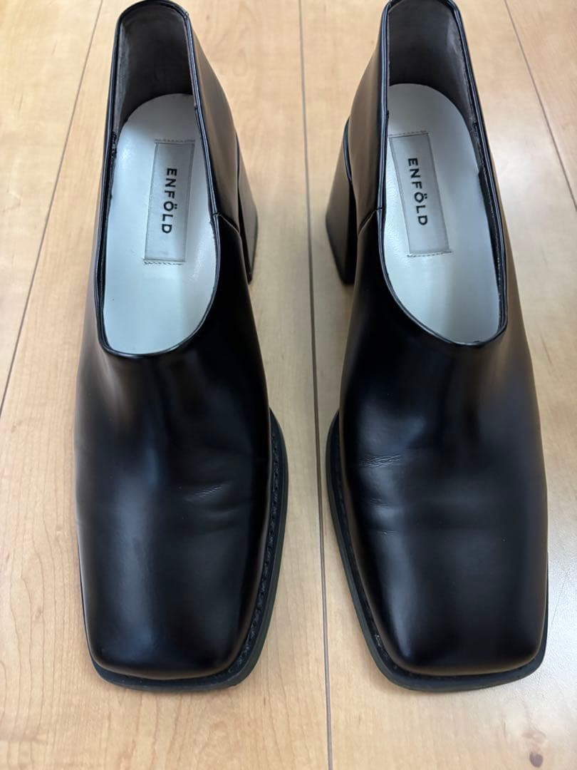 ENFOLD ブラック ハイヒール スクエアトゥ
