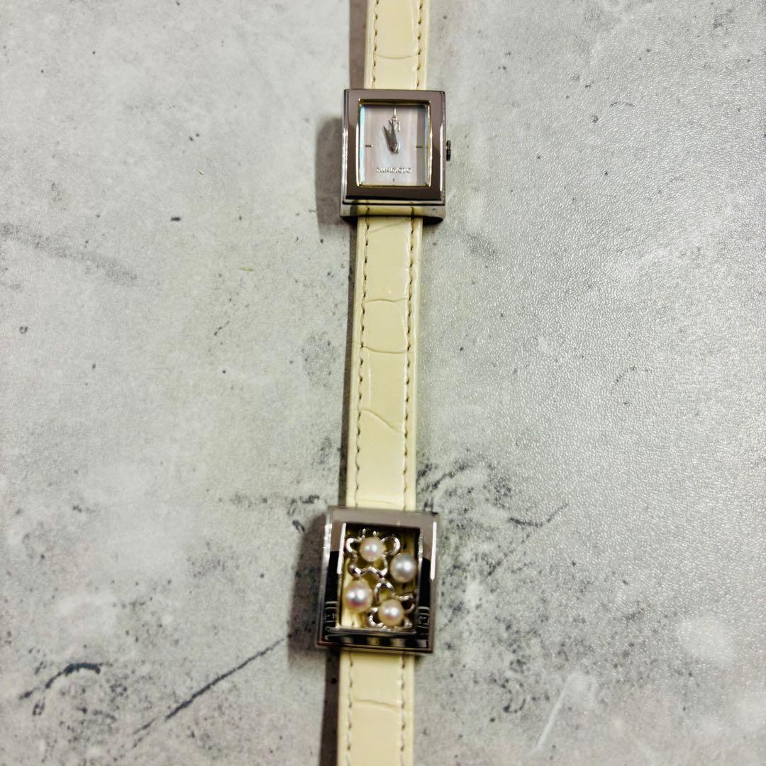 ⚠️週末セール！【ミキモト】腕時計　アイボリー　二連 　稼働