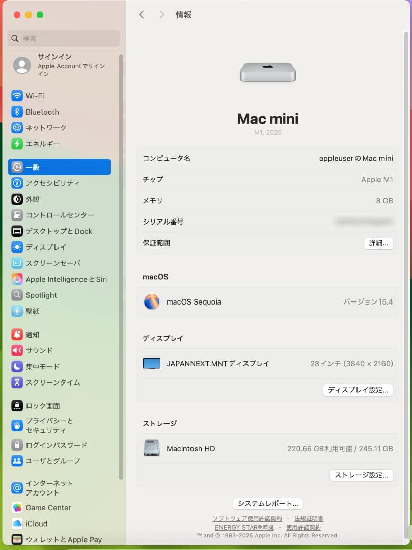 Macデスクトップ Mac mini 2020 M1 8GB 256GB Apple AI OK